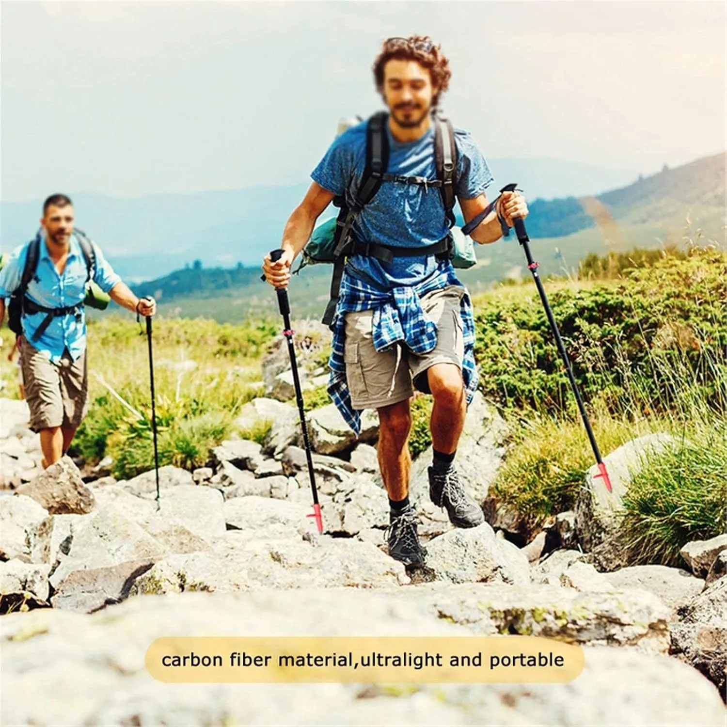 Hiking Trekking Poles, Lightweight Folding Hiking Trekking Poles, Adjustable 110-130Cm, High Grip and Soft and Comfortable Handle with Wrist Strap (Blue 1PCS)