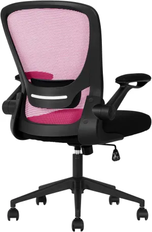 Home Office Chair Ergonomic Desk Chair Mesh Computer Chair with Lumbar Support Flip-up Arms Swivel Rolling Executive Task Chair Adjustable Chair for Adults(Pink)