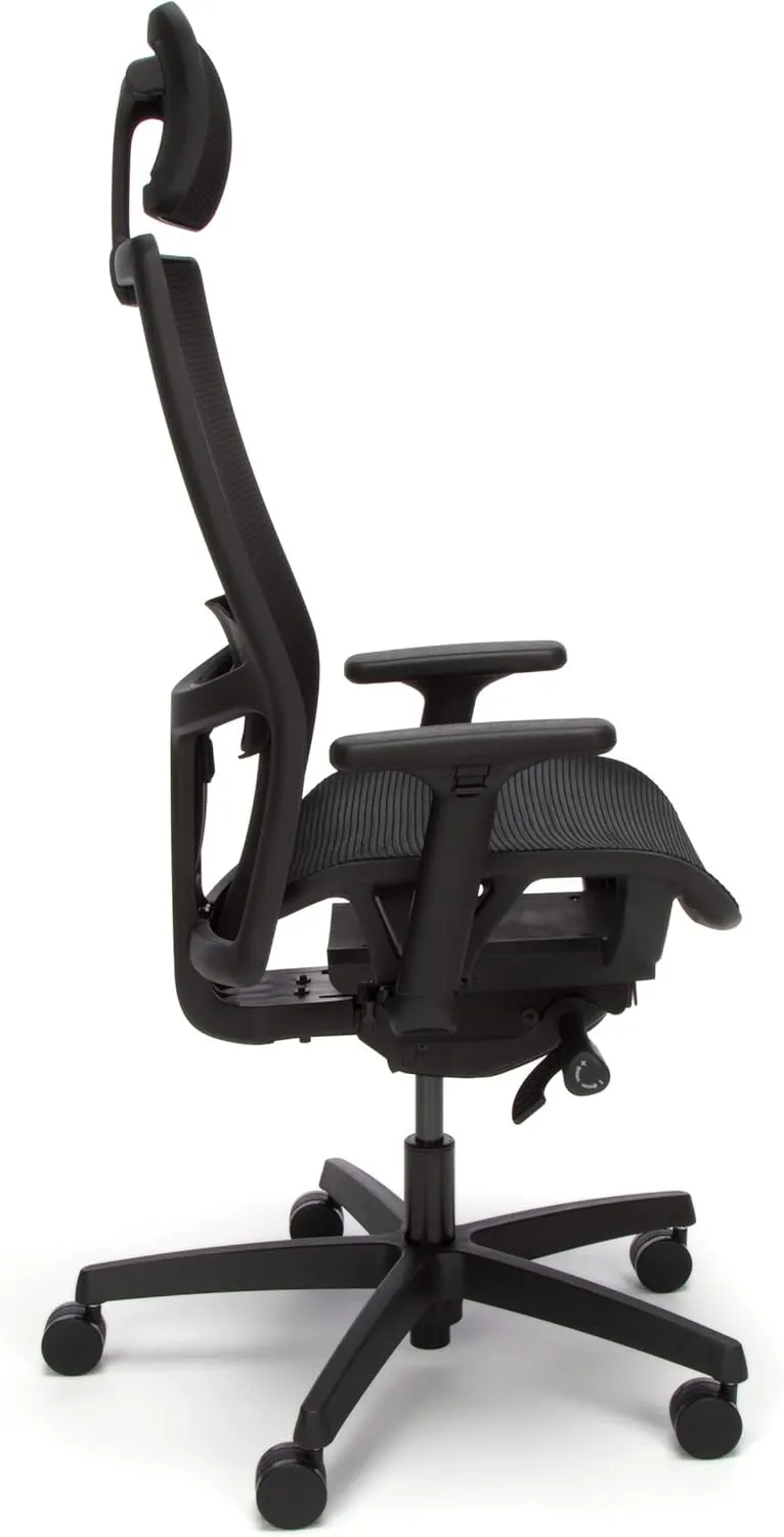 HON Ignition 2.0 Ergonomic Office Chair with Headrest, High Back, Adjustable Lumbar Support, Armrests, Seat-Depth, Synchro-Tilt Recline, Mesh Office Chair, Black