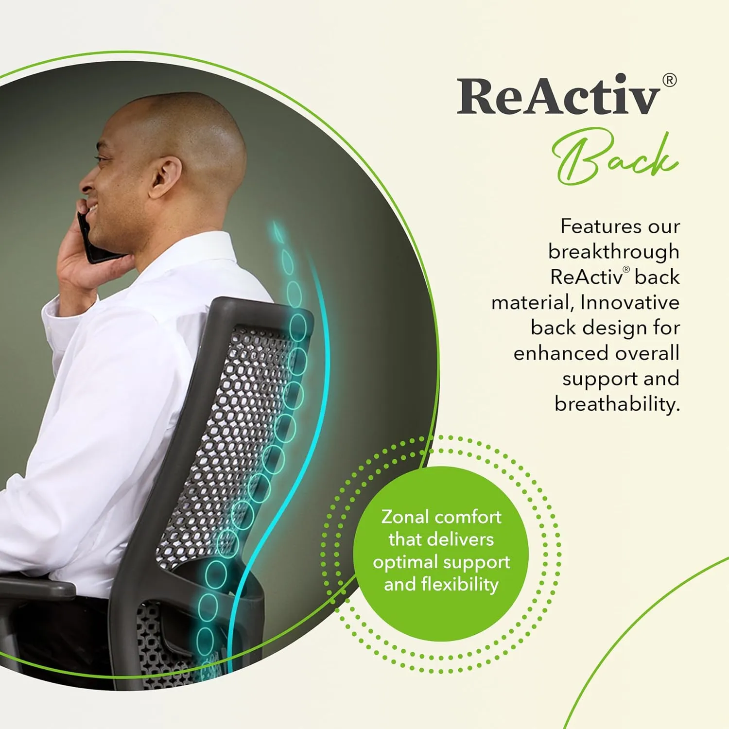 HON Ignition 2.0 ReActiv Ergonomic Office Chair with Lumbar Support, Synchro-Tilt Recline, Breathable Flex-Back Support for Office Chair, Black