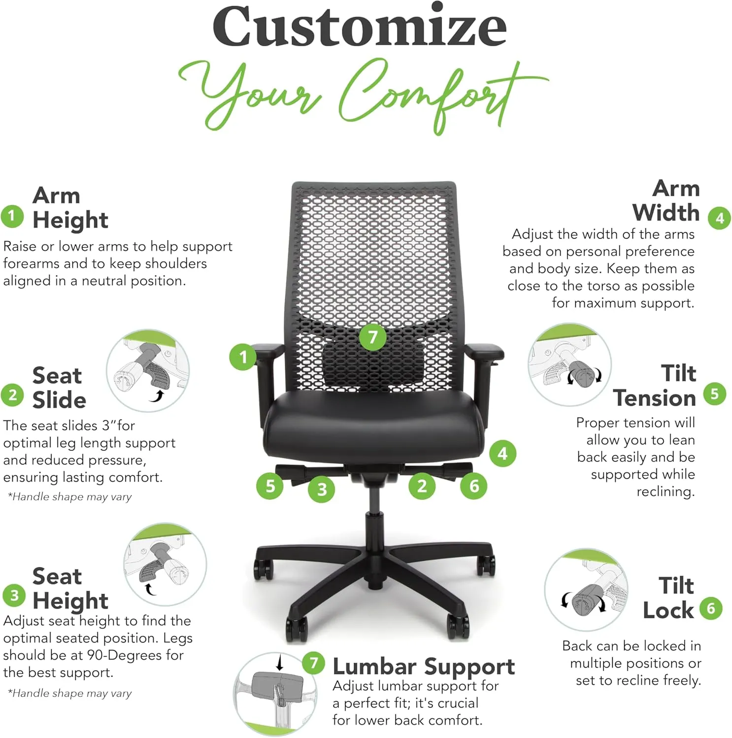 HON Ignition 2.0 ReActiv Ergonomic Office Chair with Lumbar Support, Synchro-Tilt Recline, Breathable Flex-Back Support for Office Chair, Black