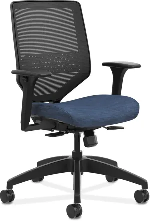 HON Solve Task Chair, Ergonomic Office Chair Mesh Back Support, Adjustable Lumbar, Desk Chairs with Wheels, Height-Adjustable Arms, Blue