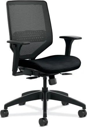 HON Solve Task Chair, Ergonomic Office Chair Mesh Back Support, Adjustable Lumbar, Desk Chairs with Wheels, Synchro-Tilt Recline, Height-Adjustable Arms, Black