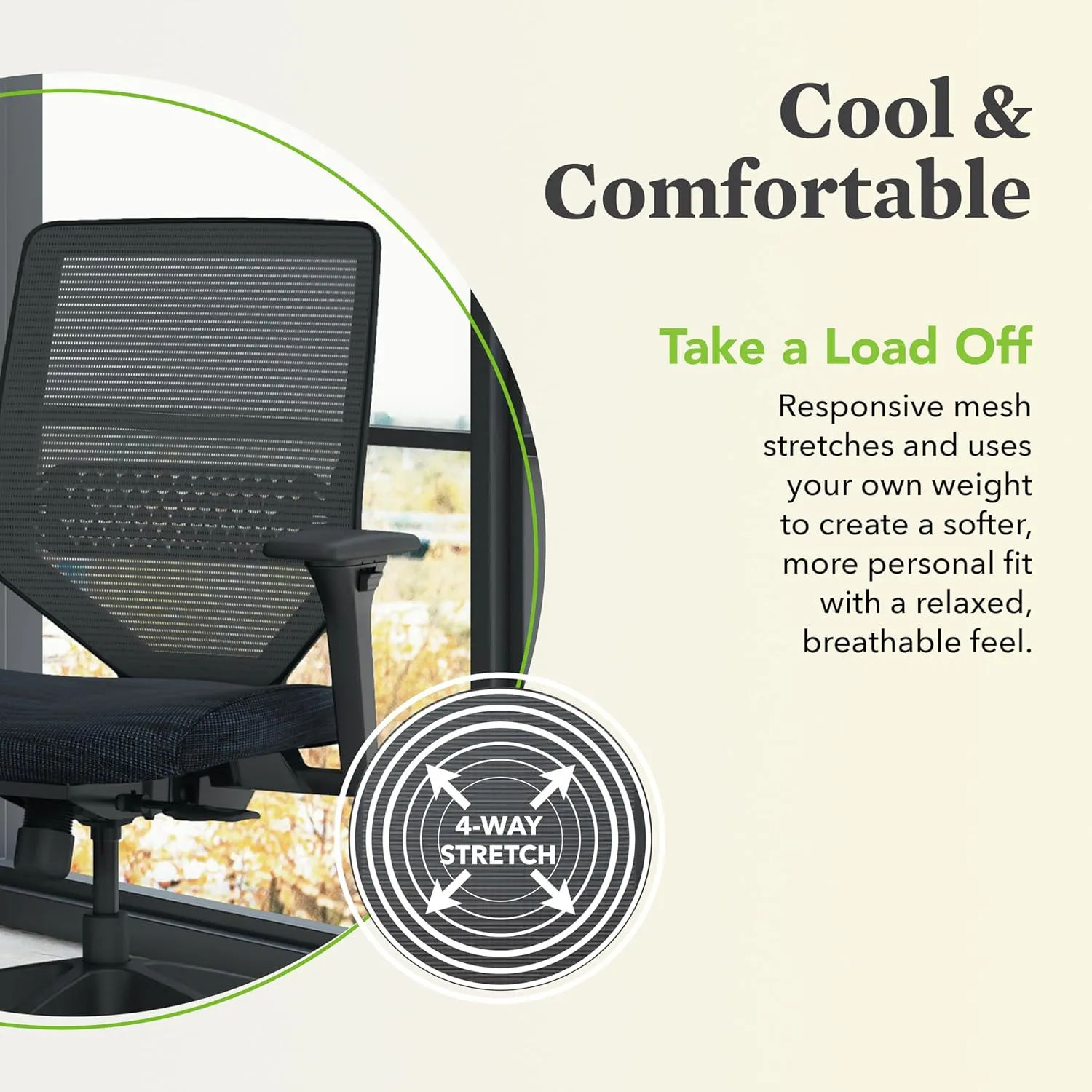 HON Solve Task Chair, Ergonomic Office Chair Mesh Back Support, Adjustable Lumbar, Desk Chairs with Wheels, Synchro-Tilt Recline, Height-Adjustable Arms, Black
