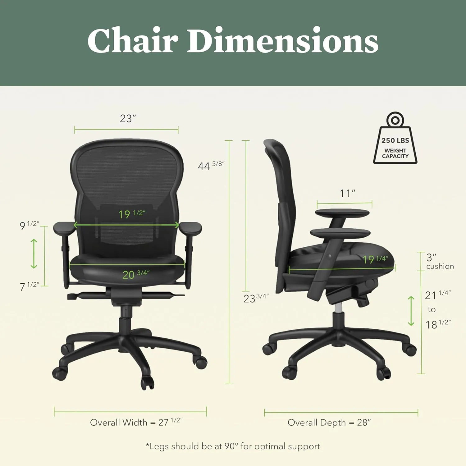 HON Wave High Back Leather Office Chair, Beathable Mesh, Ergonomic Office Chair with Adjustable Arms and Back Support, 360 Swivel, Synchro-Tilt, Black