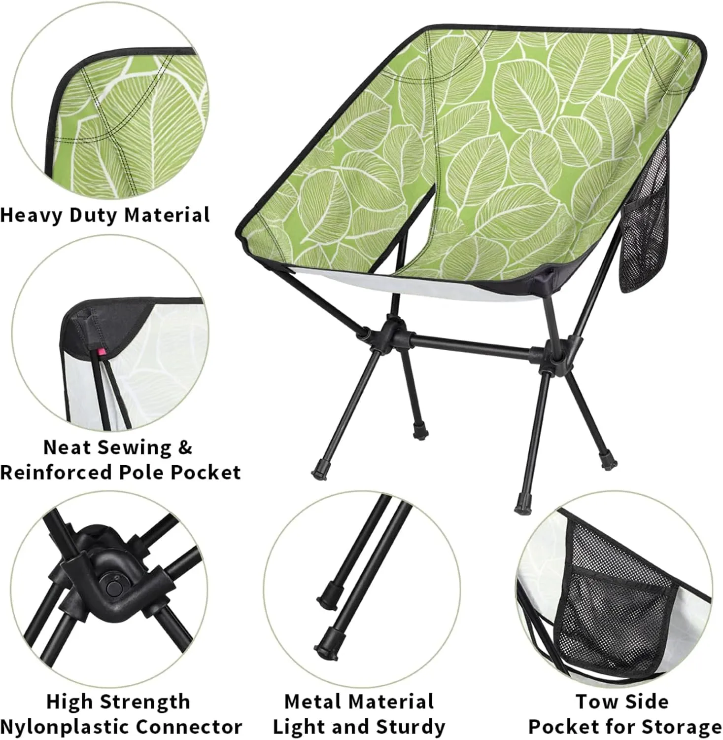 Honeybaby Folding Camping Chair Beautiful Leaf Veins Camping Chairs Lightweight Portable Chair Outdoor Foldable Chairs for Camping Travel Picnic Beach Hiking