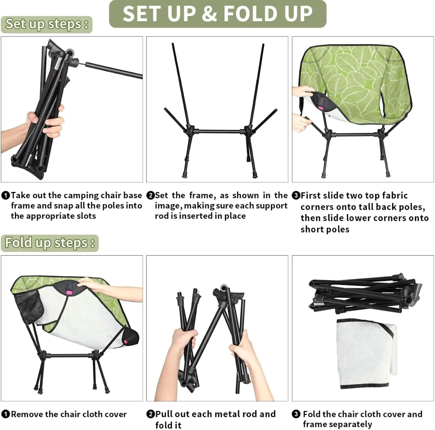 Honeybaby Folding Camping Chair Beautiful Leaf Veins Camping Chairs Lightweight Portable Chair Outdoor Foldable Chairs for Camping Travel Picnic Beach Hiking