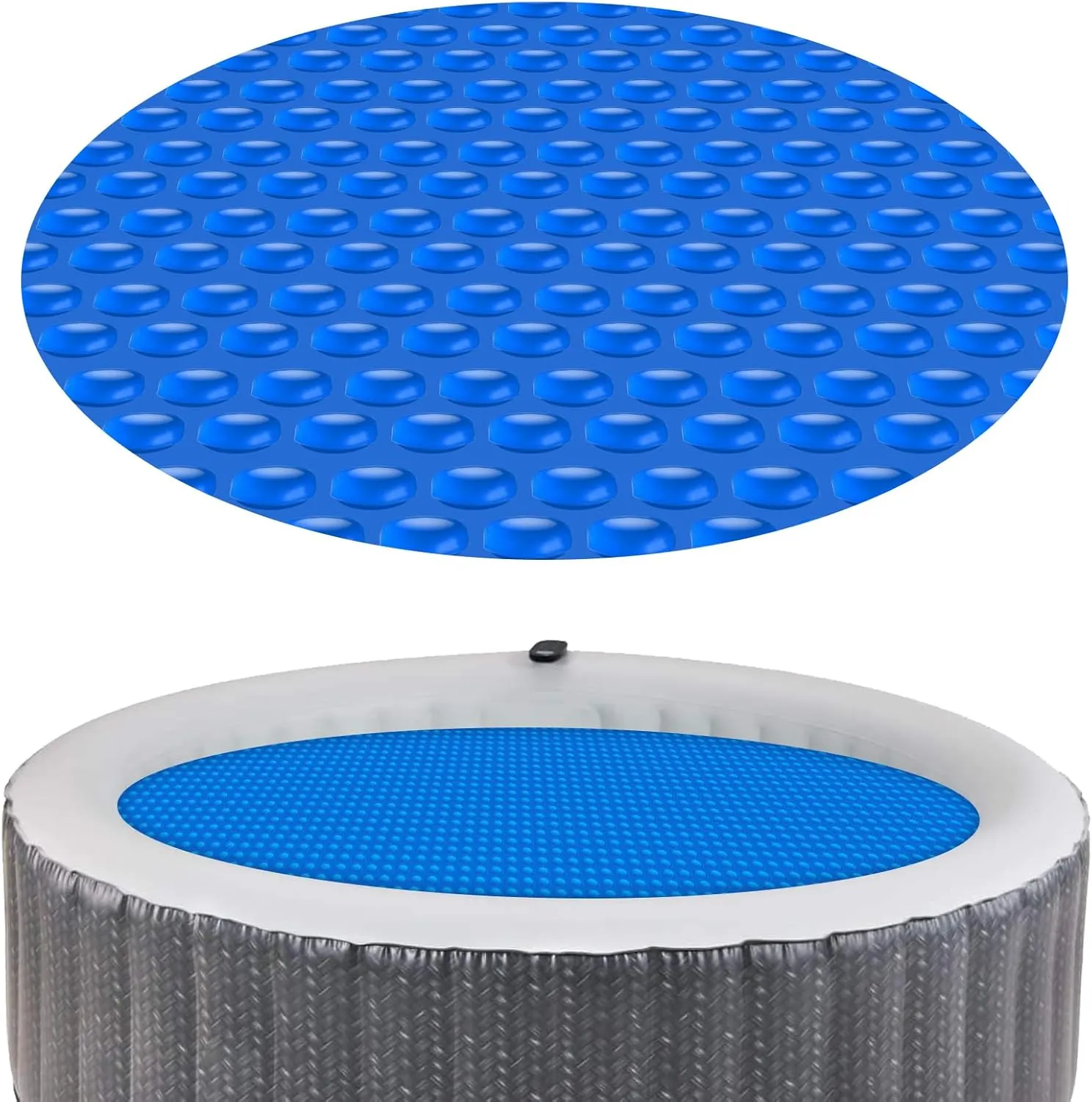 Hot Tub Spa Solar Bubble Cover Blanket for Round Inflatable Hot Tub Spa Pool Thermal Insulation Floating Bubble Wrap Covers (5.4Ft)