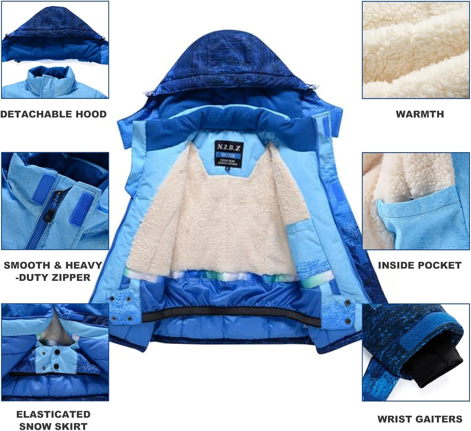 HOTIAN Boys Ski Jacket Snow Jacket Pants Suits Windproof Waterproof Winter Coats