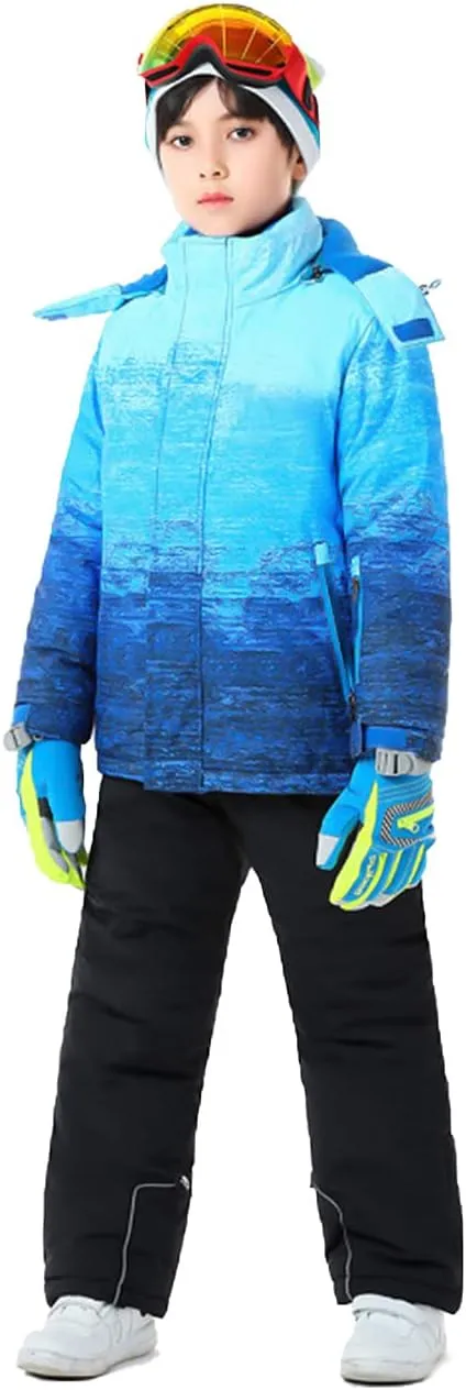 HOTIAN Boys Ski Jacket Snow Jacket Pants Suits Windproof Waterproof Winter Coats