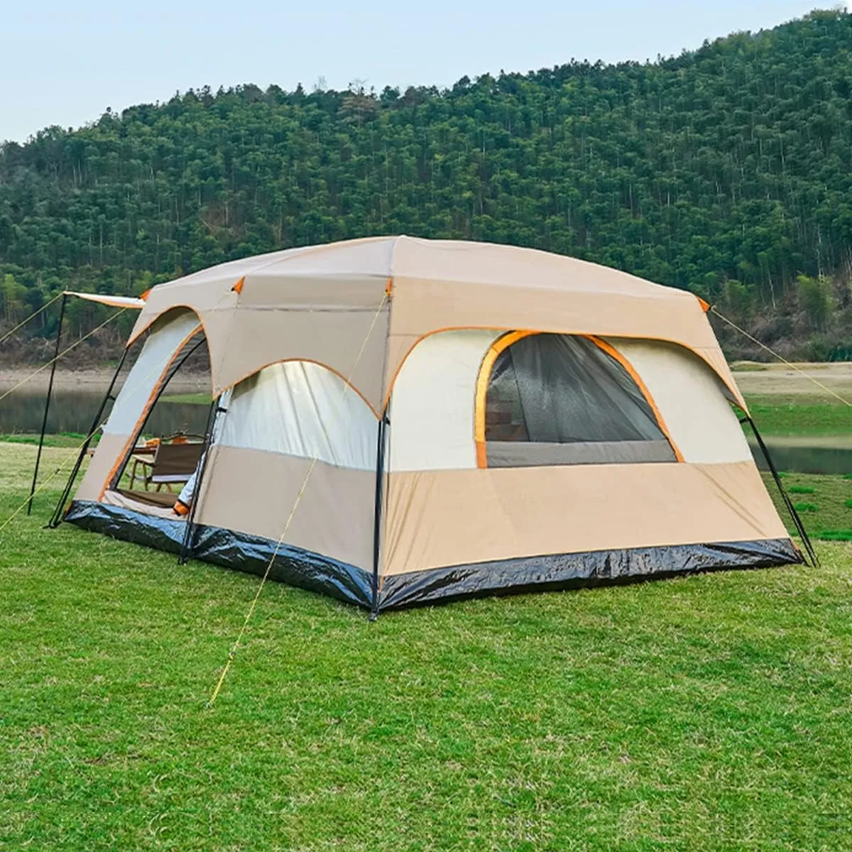 House Tent Large Tents for Camping Hiking Party,Multi-Family Tent with Mesh Windows,Sturdy Steel Poles,Waterproof Double Layer,Outdoor Tent Sun Shelter