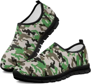 Howilath Camo Print Slip on Loafers for Women Anti-Skid Running Sneakers Fashion Trekking Shoes for Travel Camping