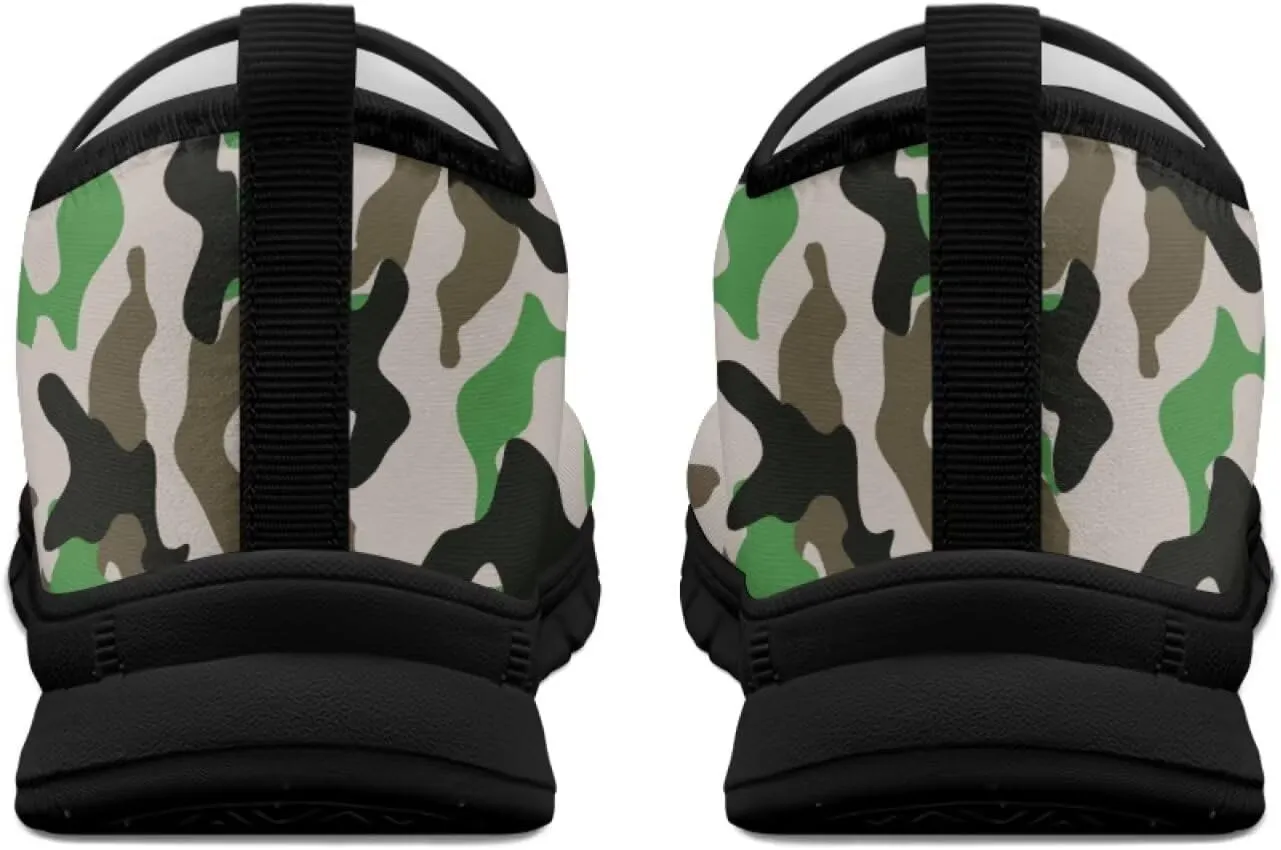 Howilath Camo Print Slip on Loafers for Women Anti-Skid Running Sneakers Fashion Trekking Shoes for Travel Camping