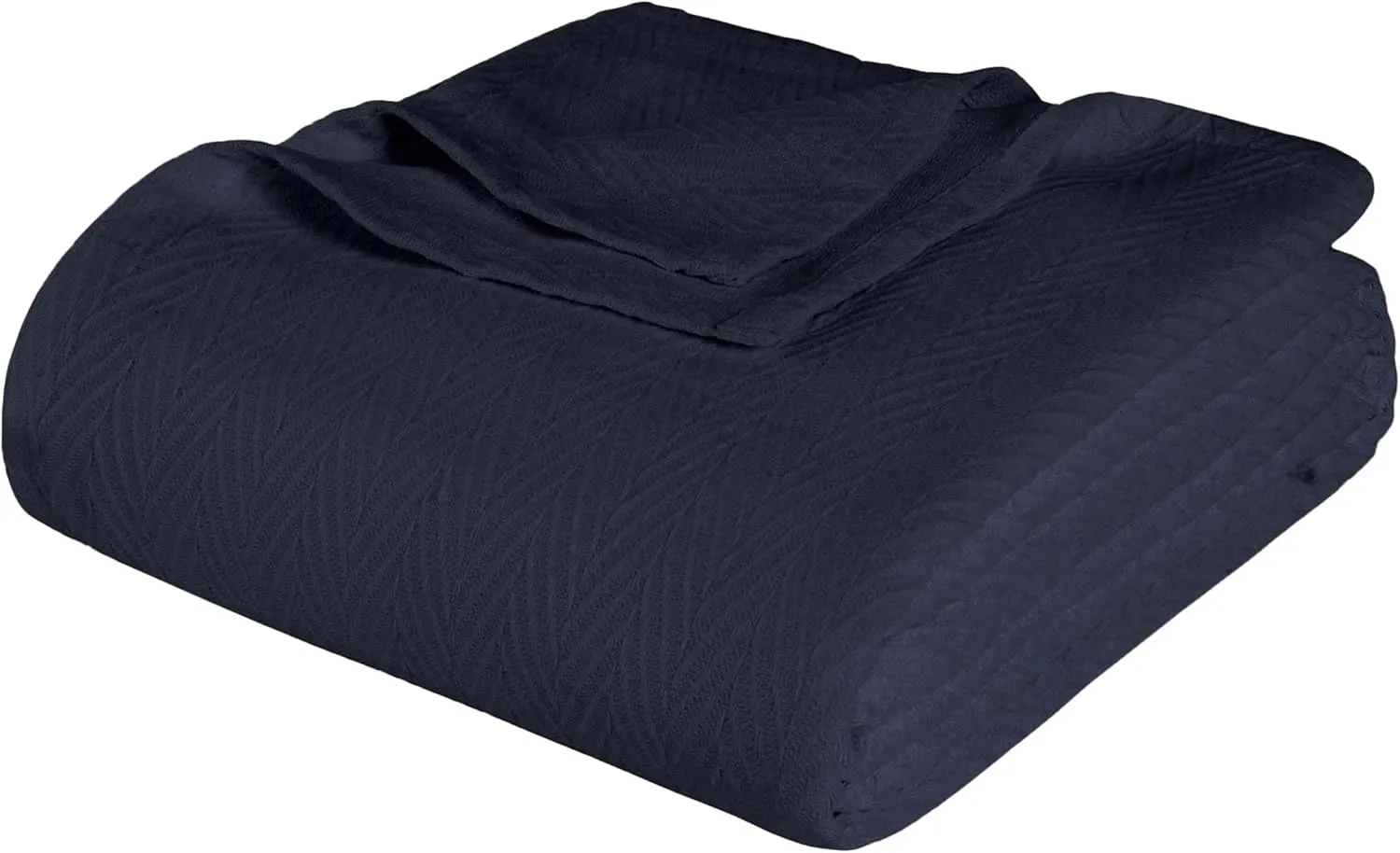 Hroo Collection Premium Thermal Blanket - All-Season Reversible Herringbone, Ultra-Soft and Warm, 100% Cotton, King, 108" x 90", Navy Blue