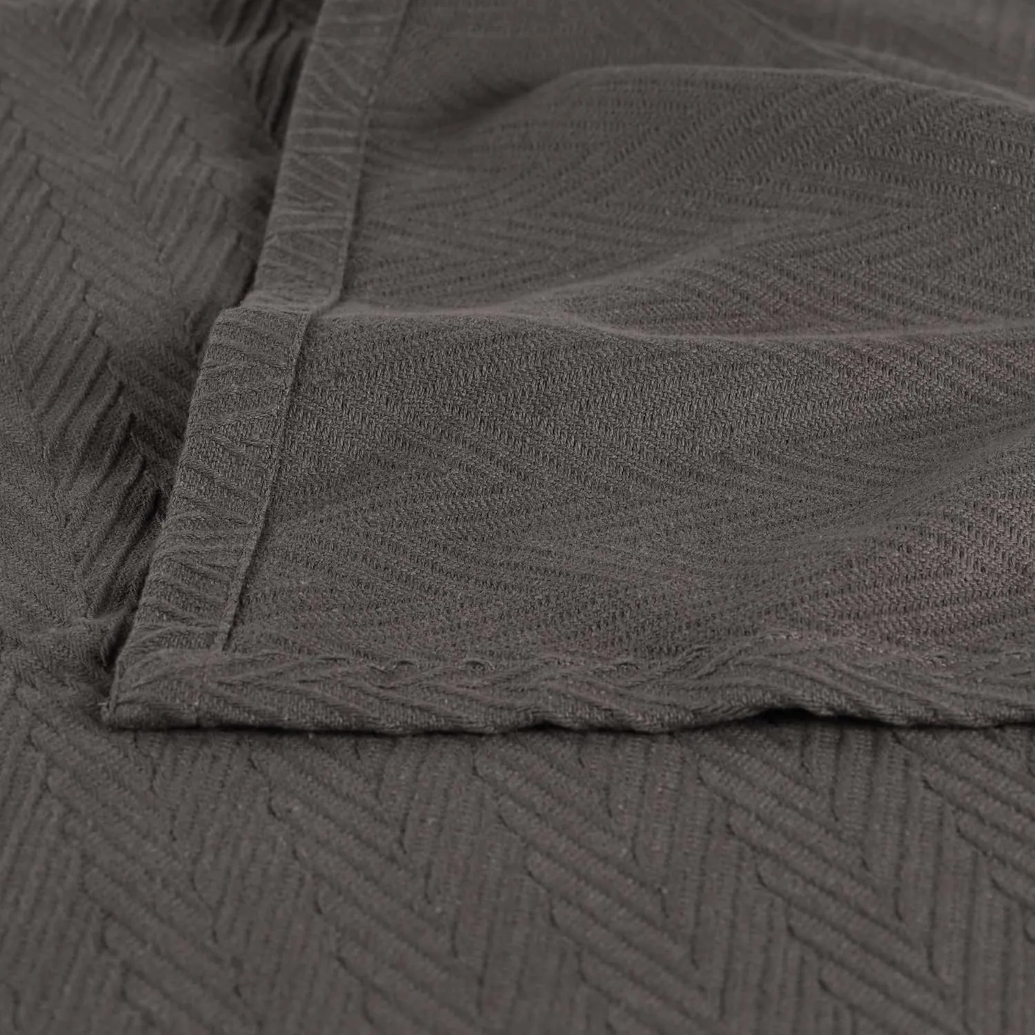Hroo Collection Premium Thermal Blanket - Charcoal Woven Reversible Ultra-Soft and Warm Herringbone Blanket for Bed/Couch, King, 108" x 90" - 100% Cotton