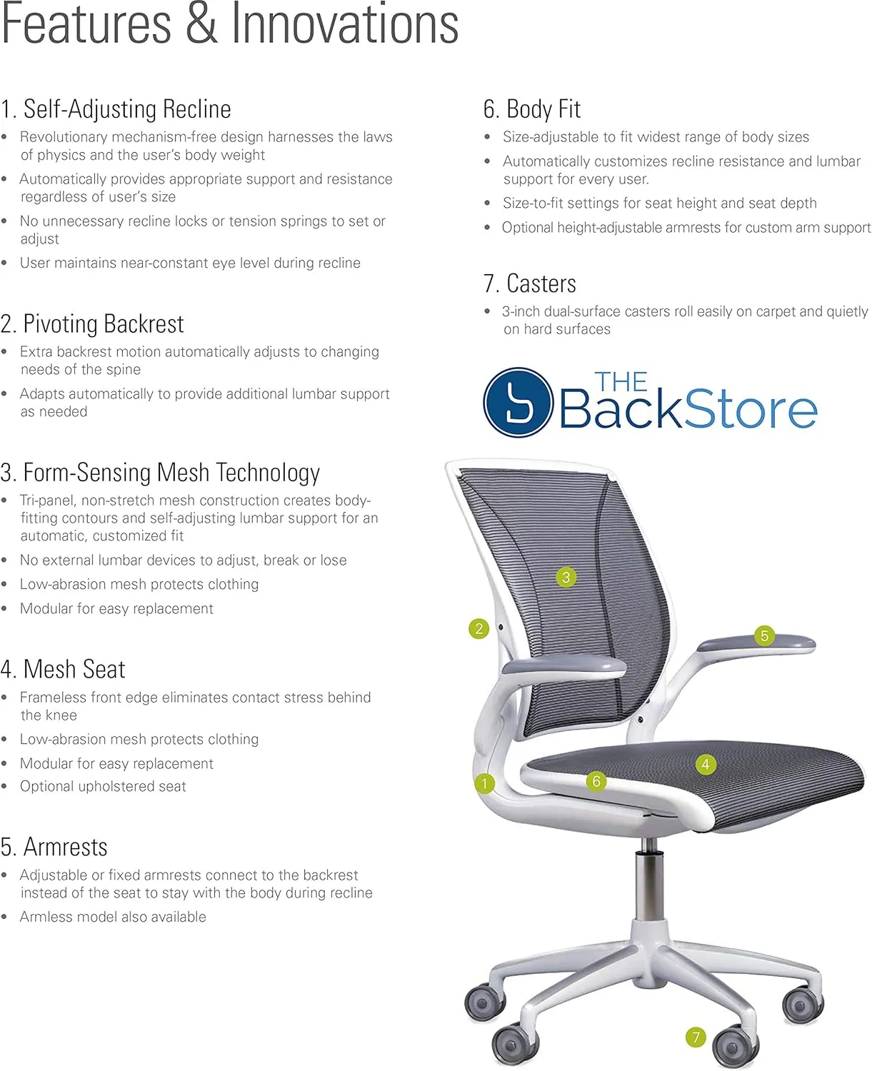 Humanscale Diffrient World Task Chair | Black Pinstrip Mesh Seat and Back | Black Frame, Black Trim | Height-Adjustable Duron Arms | Standard Foam Seat, 3" Carpet Casters, 5" Cylinder