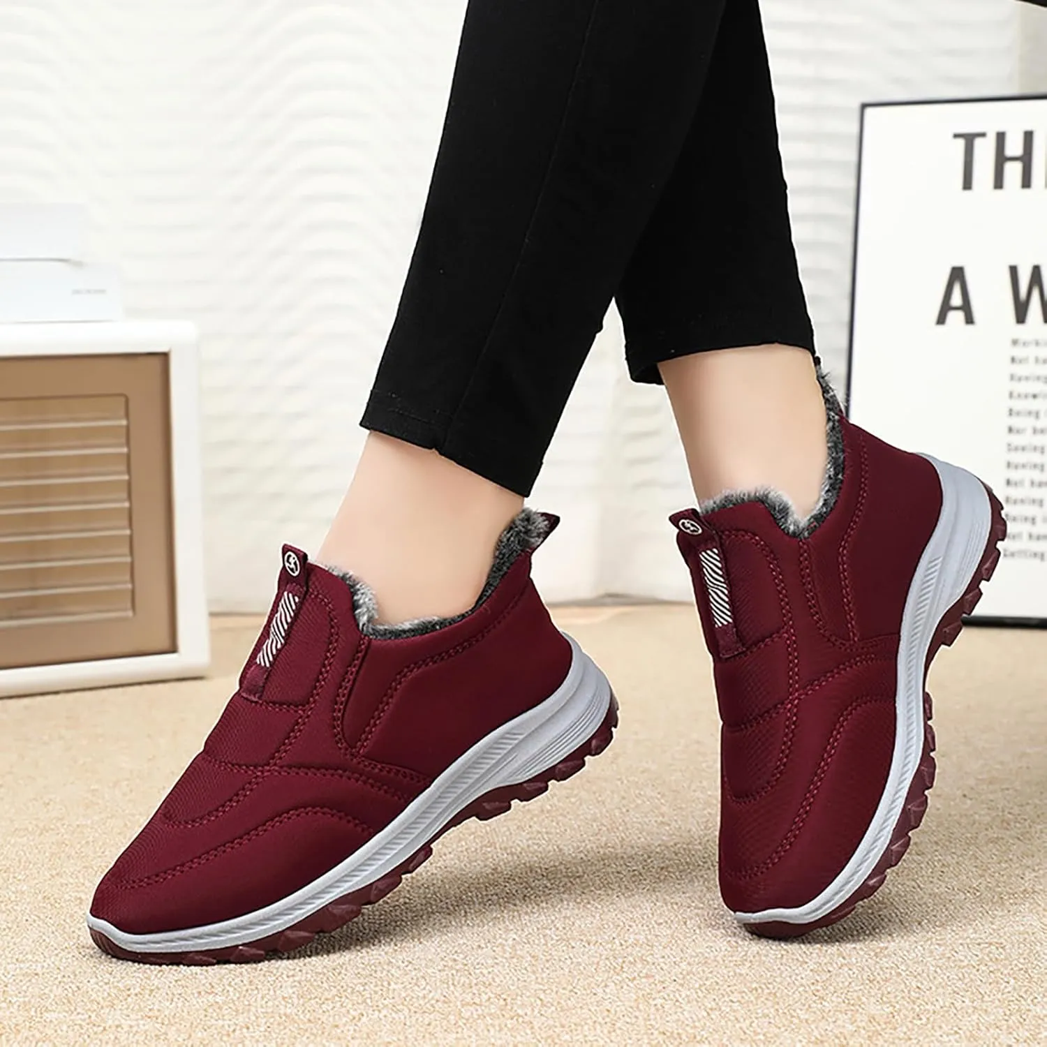 HYL Winter Snow Boots Womens Mens Warm Fur Lined Anti-Slip Ankle Booties Walking Shoes Non-Slip Sneakers Outdoor Trekking Shoes