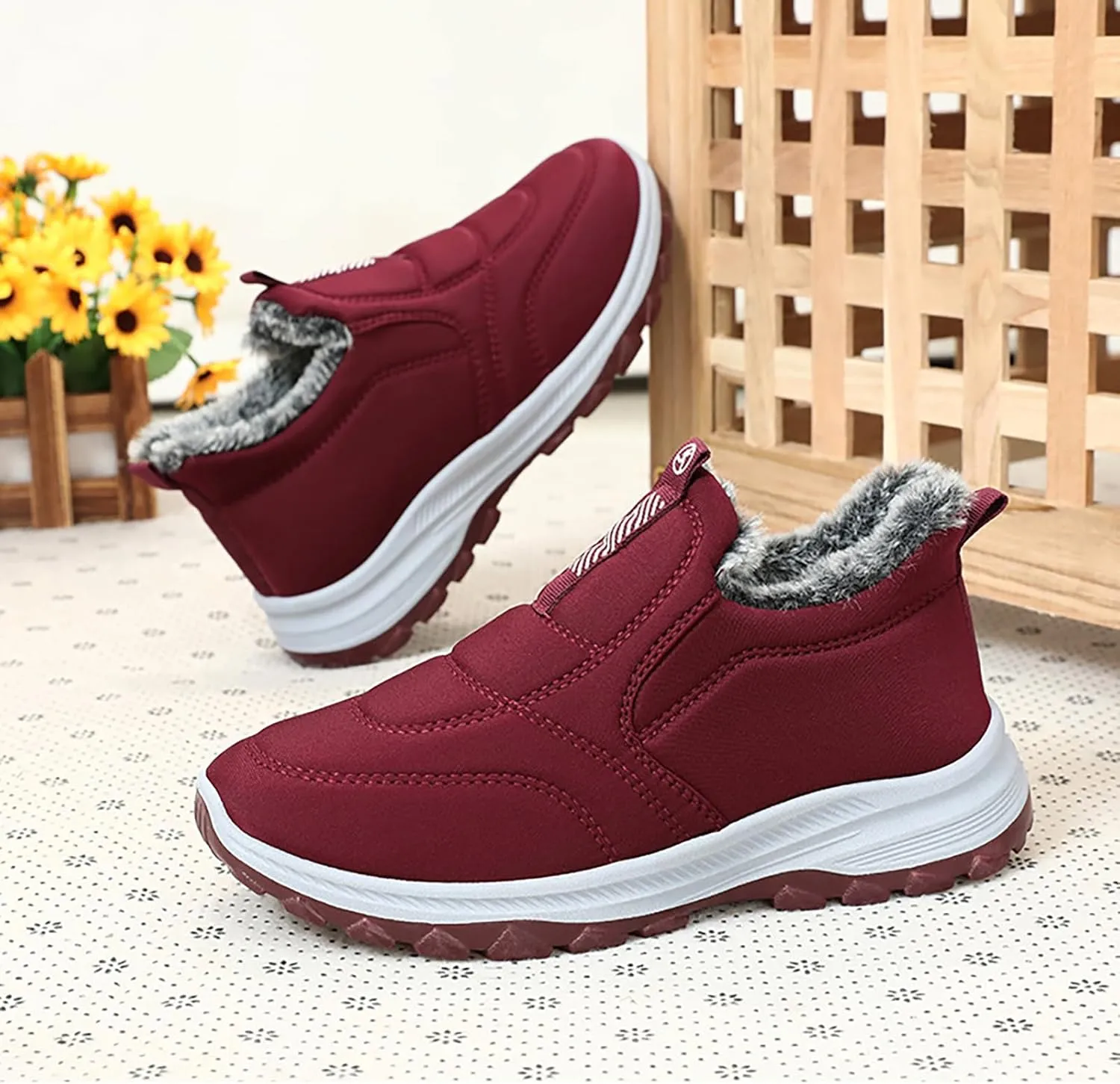 HYL Winter Snow Boots Womens Mens Warm Fur Lined Anti-Slip Ankle Booties Walking Shoes Non-Slip Sneakers Outdoor Trekking Shoes