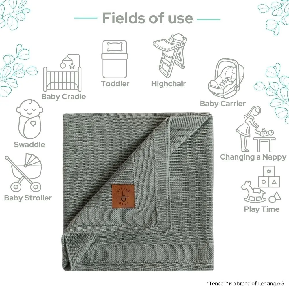 Hypoallergenic Baby Blanket - 30x40 Inches Green, Oeko-TEX® Certified, Thermal-Regulating, Soft Knit for Girls & Boys - Swaddle or Toddler Blanket, Dua