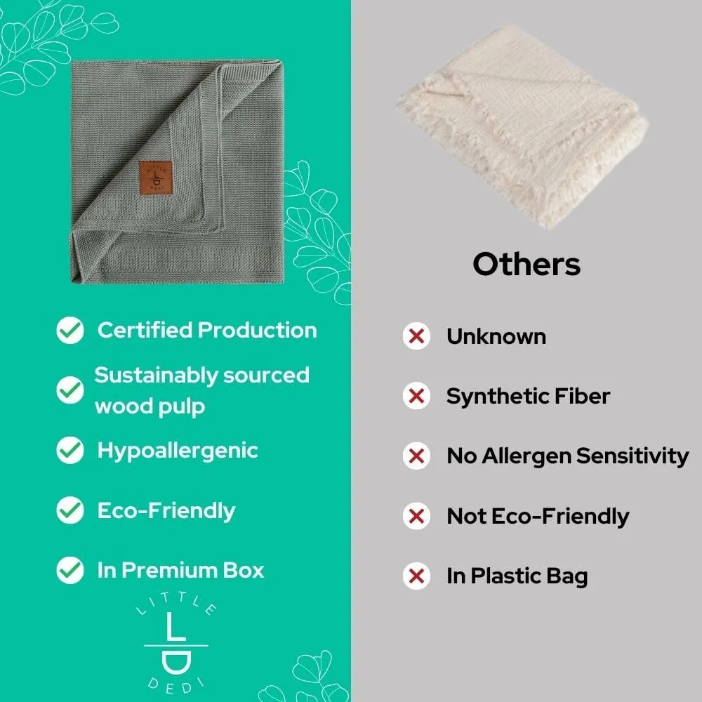 Hypoallergenic Baby Blanket - 30x40 Inches Green, Oeko-TEX® Certified, Thermal-Regulating, Soft Knit for Girls & Boys - Swaddle or Toddler Blanket, Dua