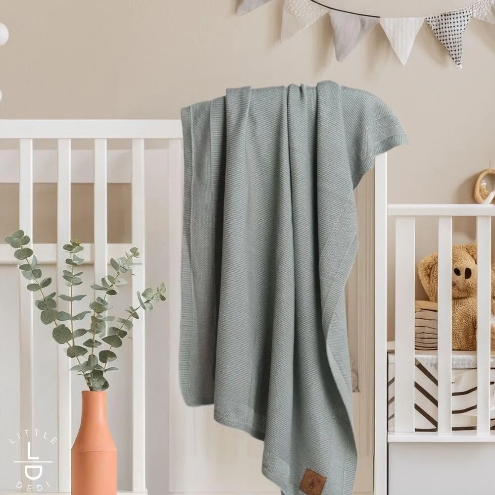 Hypoallergenic Baby Blanket - 30x40 Inches Green, Oeko-TEX® Certified, Thermal-Regulating, Soft Knit for Girls & Boys - Swaddle or Toddler Blanket, Dua