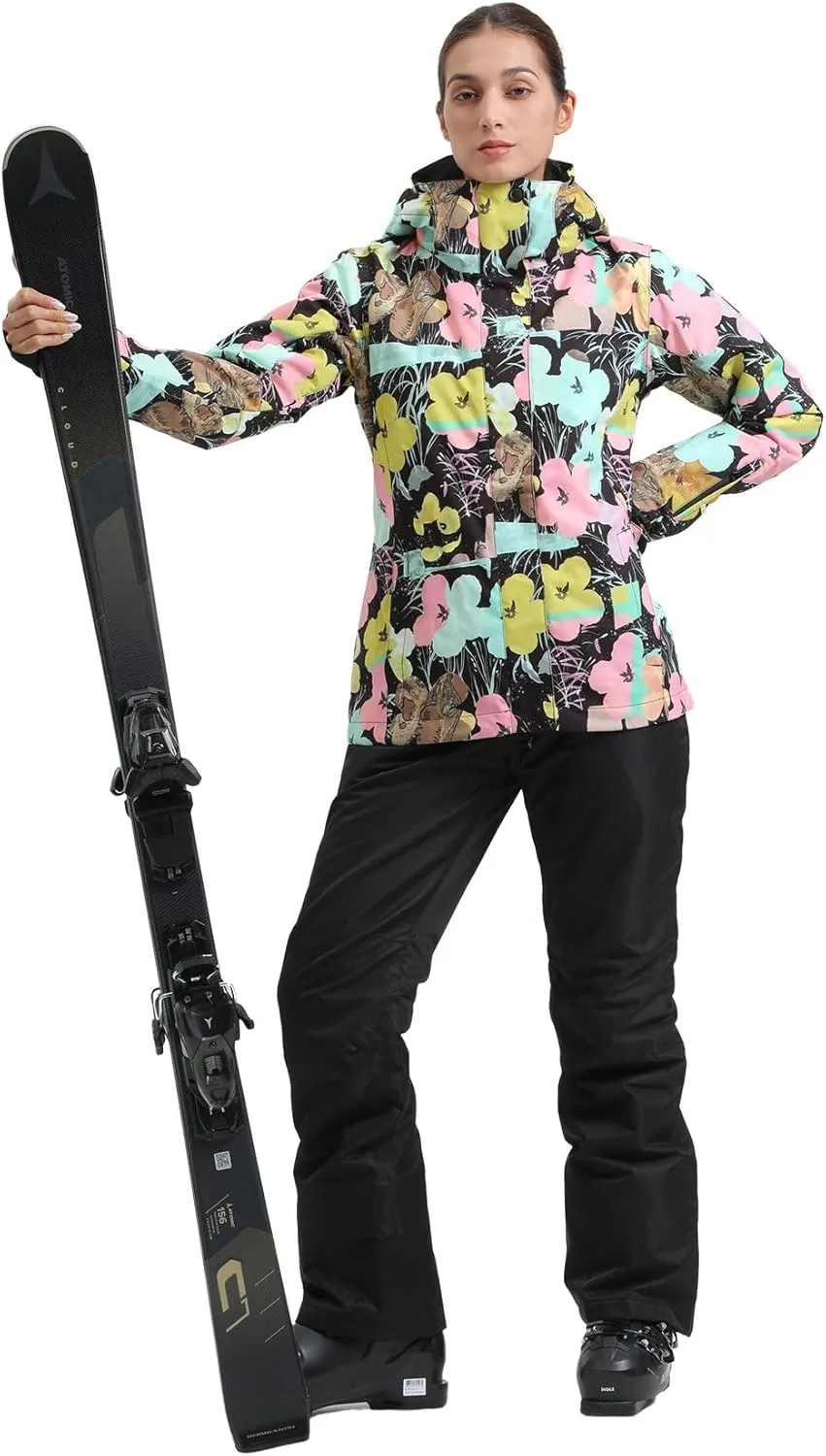 IMPHUT Women's Ski Jackets and Pants Snowboarding Snowsuit Coat Warm Hooded Waterproof Windproof Insulated