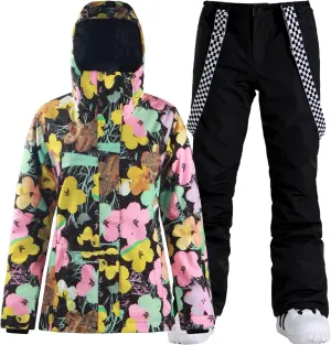 IMPHUT Women's Ski Jackets and Pants Snowboarding Snowsuit Coat Warm Hooded Waterproof Windproof Insulated