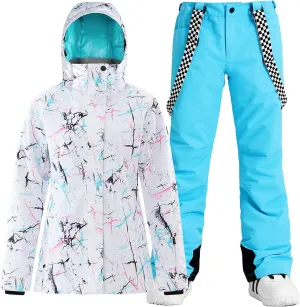 IMPHUT Women's Ski Jackets and Pants Snowboarding Snowsuit Coat Warm Hooded Waterproof Windproof Insulated