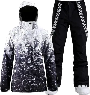 IMPHUT Women's Ski Jackets and Pants Snowboarding Snowsuit Coat Warm Hooded Waterproof Windproof Insulated
