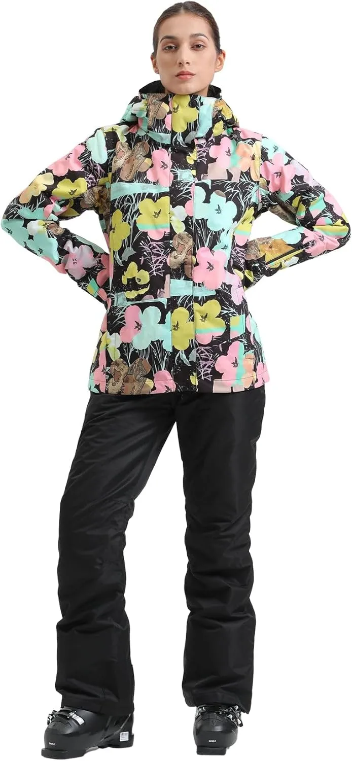 IMPHUT Women's Ski Jackets and Pants Snowboarding Snowsuit Coat Warm Hooded Waterproof Windproof Insulated