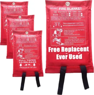 Inf-way Fire Blanket for Home, Fiberglass Fire Suppression Blanket for Kitchen, Flame Retardant Protection and Heat Insulation Emergency Fireproof Safety Blanket for People, 39.9""x39.3"" 4 Pack