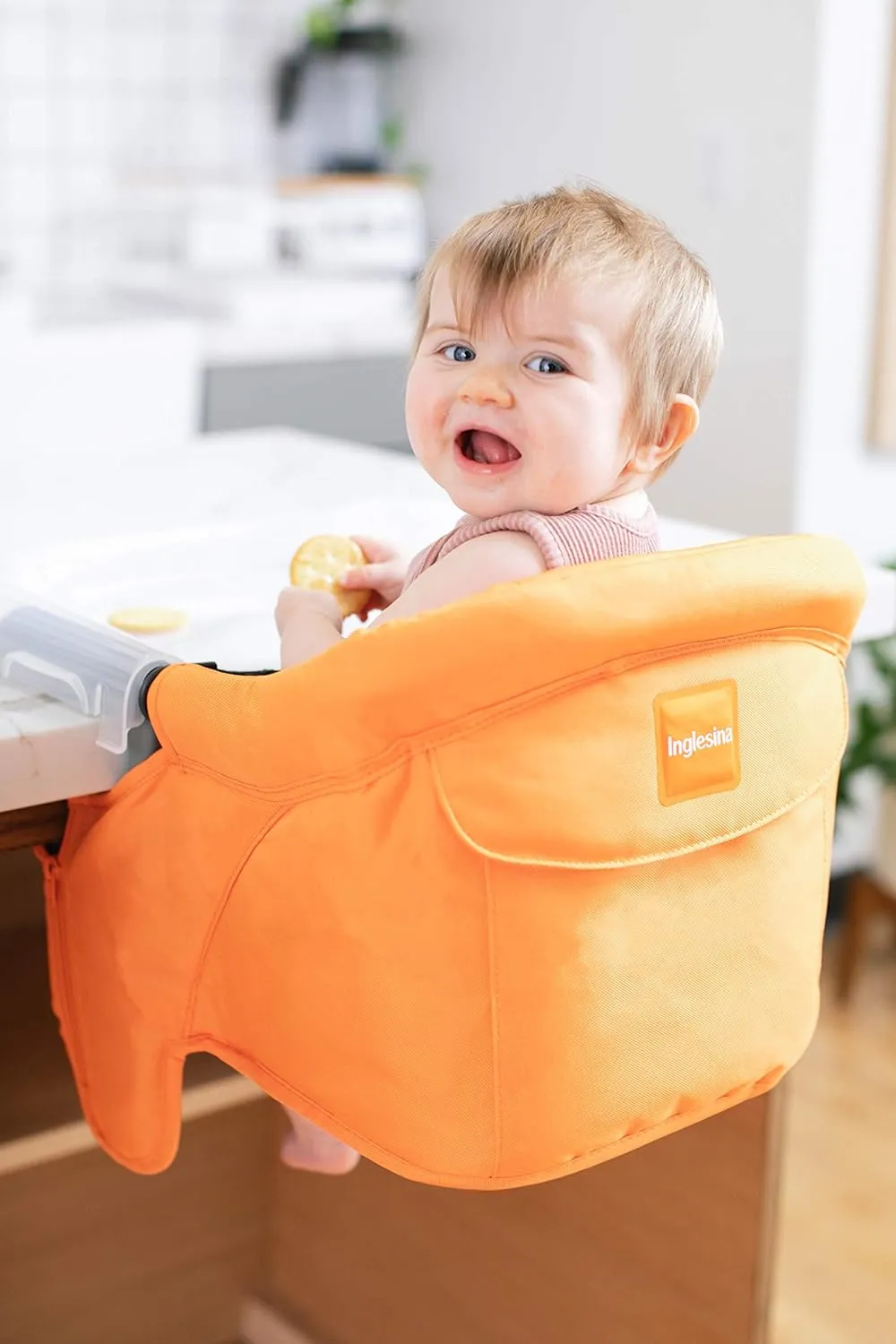 Inglesina Fast Table Chair, Lime Green - Portable Baby High Chair - For Babies & Toddlers 6-36 Months - Collapsible Design - Fits Tables 0.8'' to 3.5'' Thick, Compact Easy to Use - Travel Bag Included