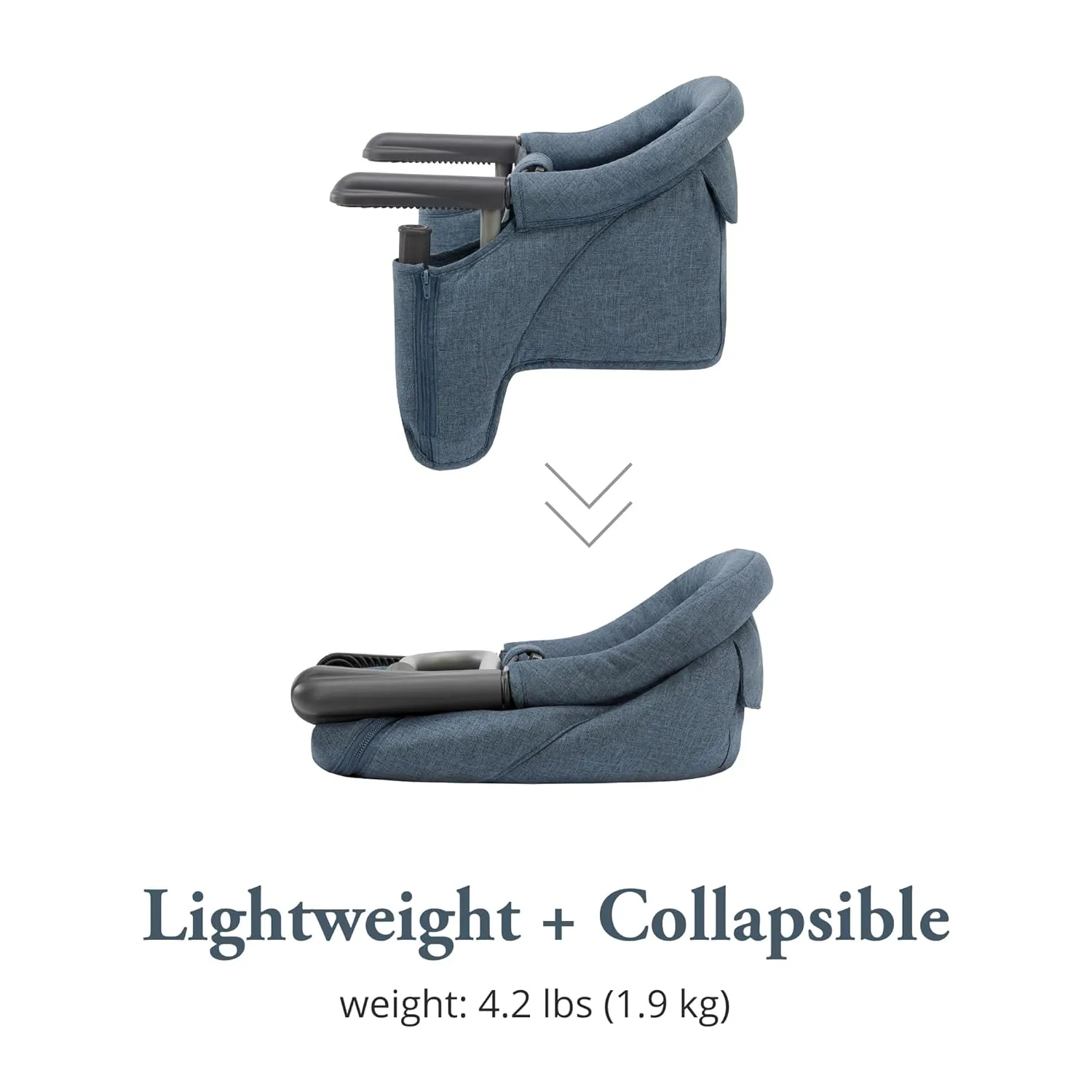 Inglesina Fast Table Chair, Slate Blue Melange - Portable Baby High Chair - for Babies & Toddlers up to 37 lbs - Fits Tables 0.8'' to 3.5'' Thick - Compact & Easy to Use - Travel Bag Included