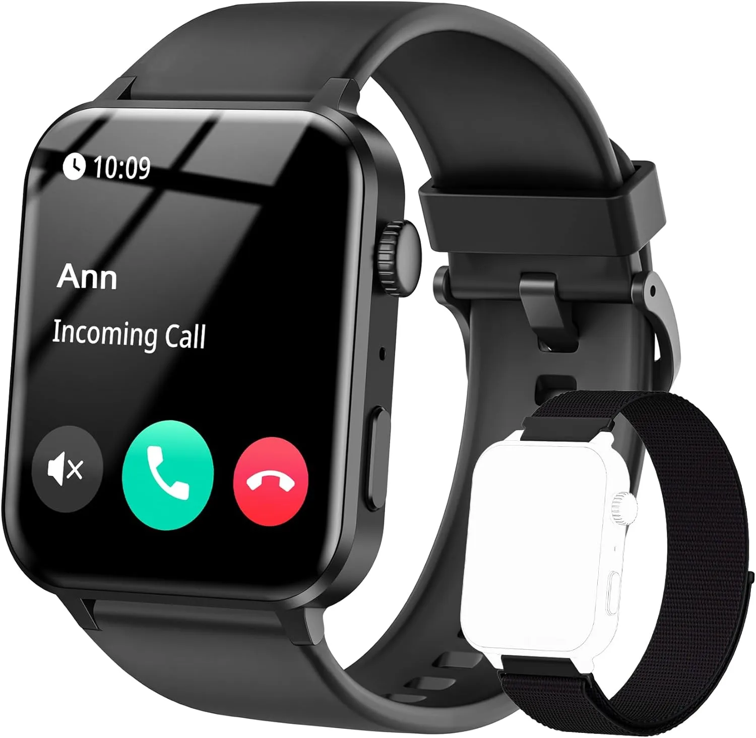 IOWODO Smart Watch for Men Women - 1.85''HD Screen with Make and Answer Calls, with AI Voice Assistant, SpO2/Heart Rate/Sleep Monitor, 100  Sports Modes, Smartwatch for Android and iOS (2 Straps)