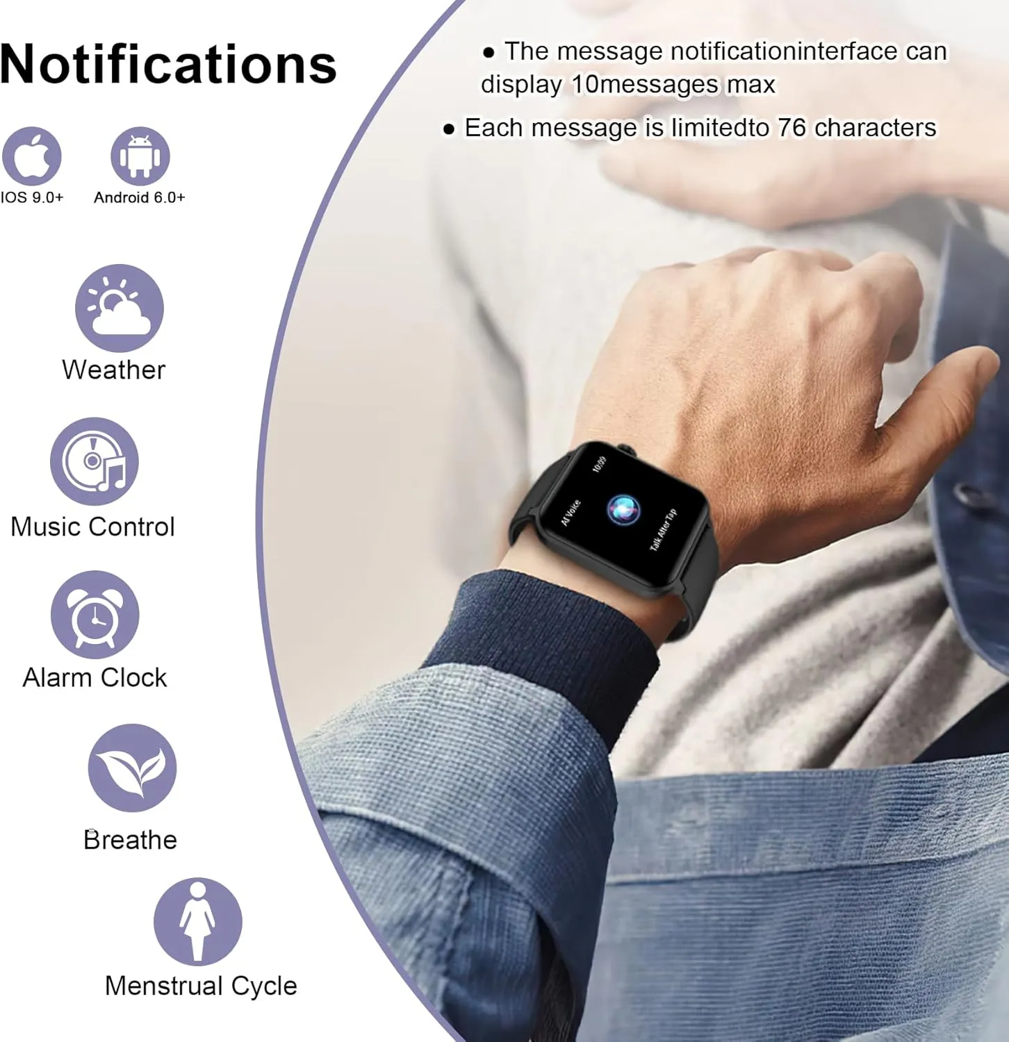 IOWODO Smart Watch for Men Women - 1.85''HD Screen with Make and Answer Calls, with AI Voice Assistant, SpO2/Heart Rate/Sleep Monitor, 100  Sports Modes, Smartwatch for Android and iOS (2 Straps)