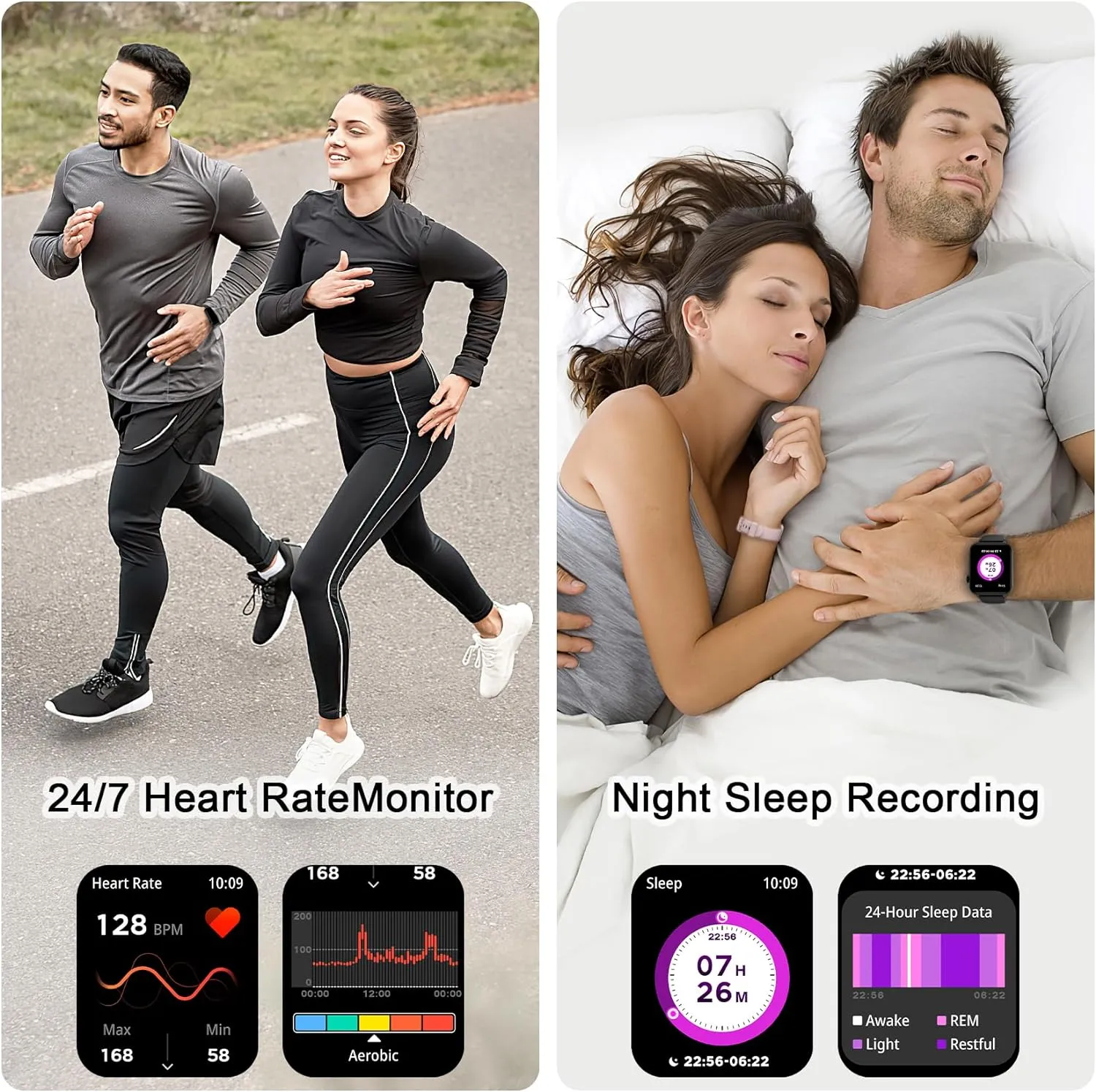 IOWODO Smart Watch for Men Women - 1.85''HD Screen with Make and Answer Calls, with AI Voice Assistant, SpO2/Heart Rate/Sleep Monitor, 100  Sports Modes, Smartwatch for Android and iOS (2 Straps)