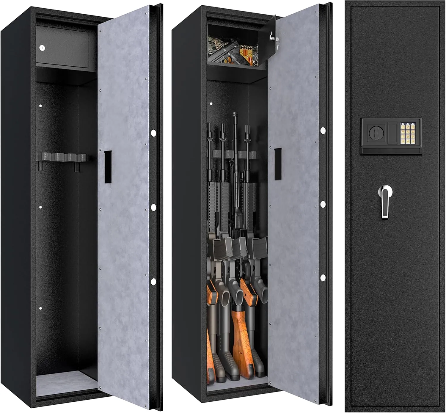 IRONMAX Rifle Gun Safe, Assembled & Digital Password Long Gun Cabinet w/Removable Shelf & Lockable Top Box, Heavy Duty Gun Safes for Rifles, Shotguns, Handguns & Pistols