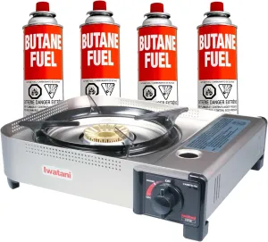 Iwatani 35FW Single-Burner Butane Portable Cooktop   Butane combo set Indoor & Outdoor Cooking stove