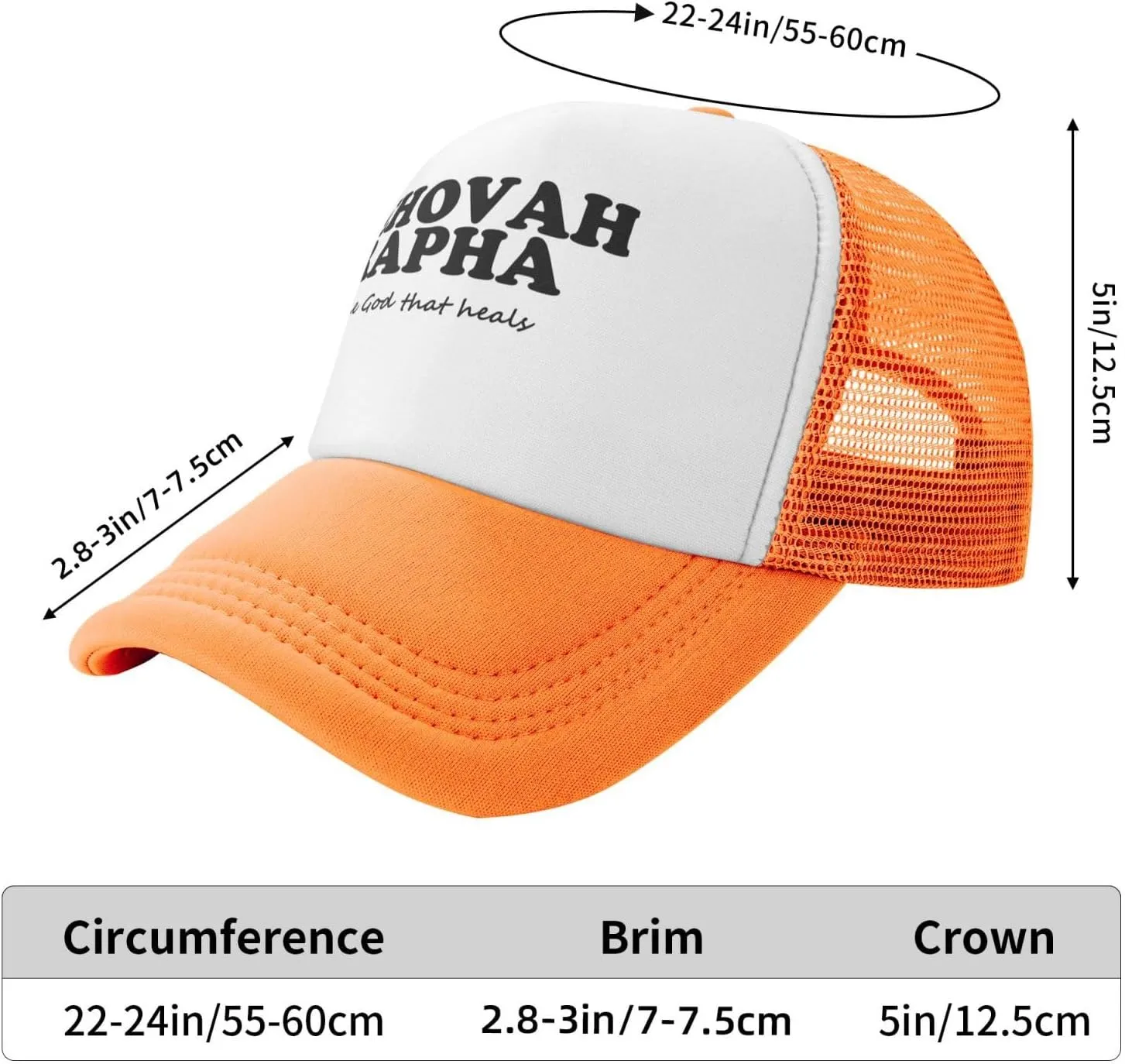 Jehovah Rapha The God Who Heals Trendy Mesh Baseball Cap Adjustable Dad Hat Trucker Hat for Women Men,Black