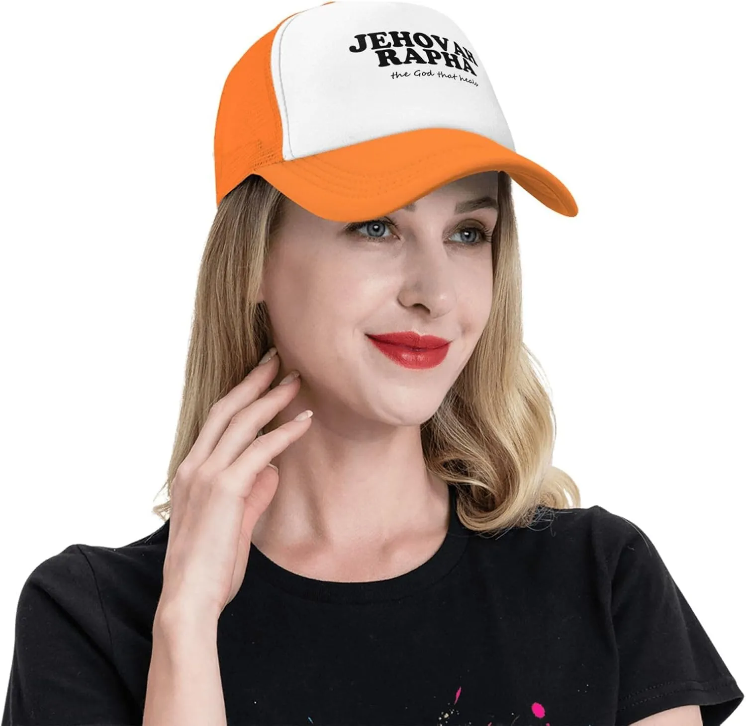 Jehovah Rapha The God Who Heals Trendy Mesh Baseball Cap Adjustable Dad Hat Trucker Hat for Women Men,Black