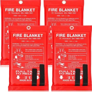Jerify 4 Pack Fire Blanket for Home Emergency Fire Blanket 47 x 47 Inch Kitchen Fire Suppression Blanket Fiberglass Fire Blanket Flame Retardant Protection and Heat Insulation (Red)