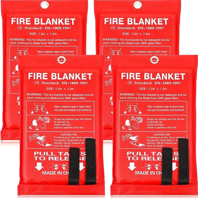 Jerify 4 Pack Fire Blanket for Home Emergency Fire Blanket 47 x 47 Inch Kitchen Fire Suppression Blanket Fiberglass Fire Blanket Flame Retardant Protection and Heat Insulation (Red)