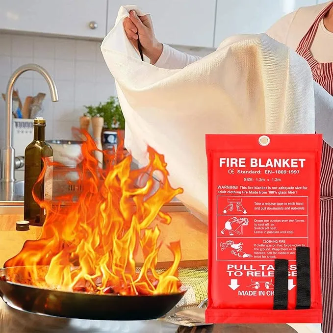 Jerify 4 Pack Fire Blanket for Home Emergency Fire Blanket 47 x 47 Inch Kitchen Fire Suppression Blanket Fiberglass Fire Blanket Flame Retardant Protection and Heat Insulation (Red)