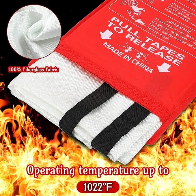 Jerify 4 Pack Fire Blanket for Home Emergency Fire Blanket 47 x 47 Inch Kitchen Fire Suppression Blanket Fiberglass Fire Blanket Flame Retardant Protection and Heat Insulation (Red)