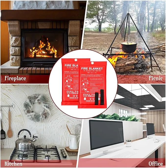 Jerify 4 Pack Fire Blanket for Home Emergency Fire Blanket 47 x 47 Inch Kitchen Fire Suppression Blanket Fiberglass Fire Blanket Flame Retardant Protection and Heat Insulation (Red)