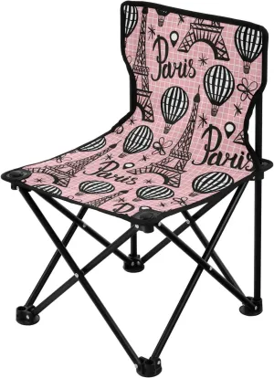 JIPONI Ultralight Folding Camping Chair, Eiffel Tower on Pink Mesh Background Compact Portable Camp Chairs for Outdoor, Beach, Picnic, Fishing