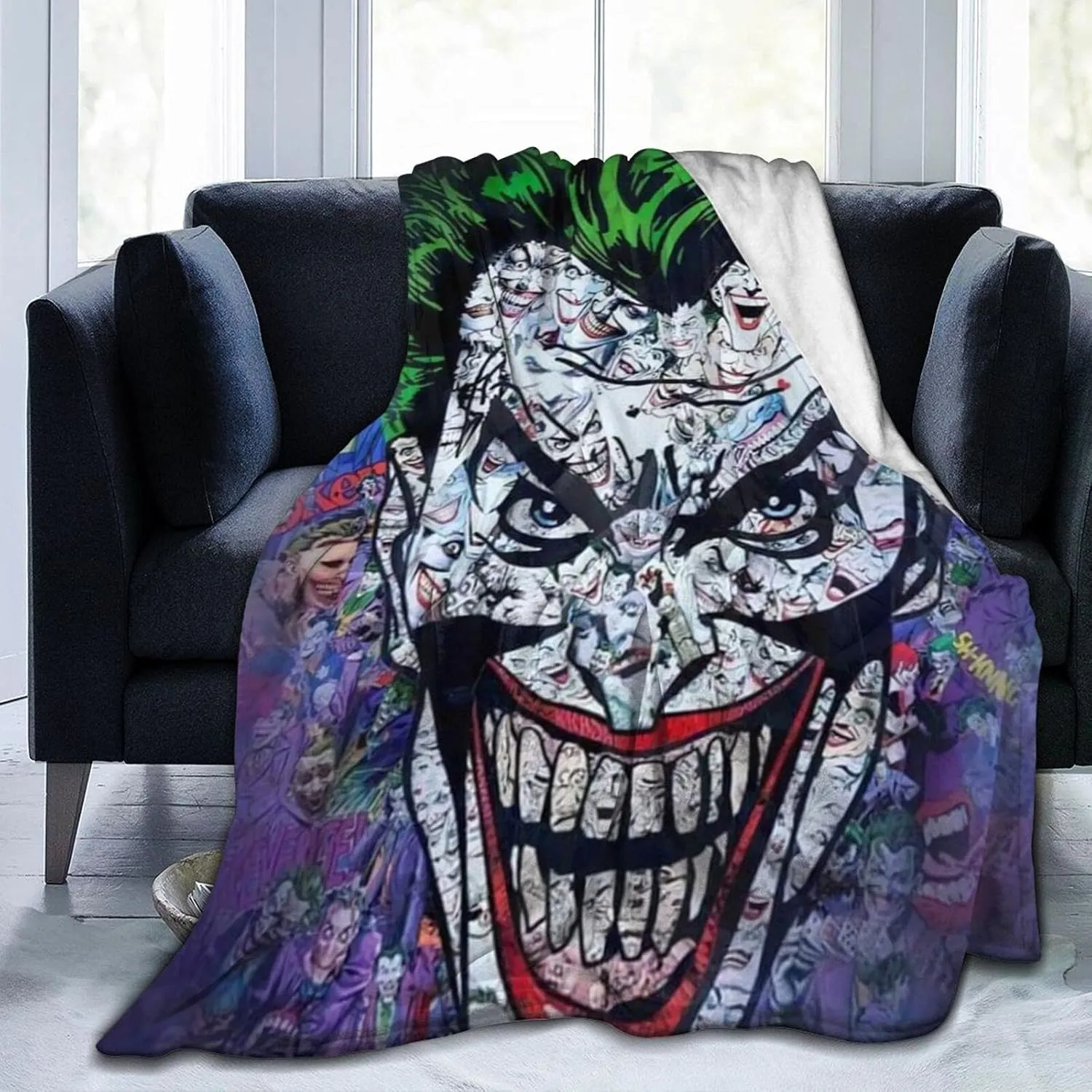 Joker Blanket Throw Blankets Ultra Soft Flannel Lightweight Throws for Couch, Bed, Plush Fuzzy Flannel Microfiber Warm Thermal Blanket All Seasons Use 50"x40"