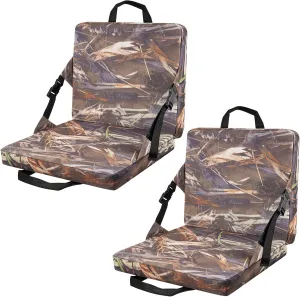 Juexica 2 Pcs Hunting Seat Cushion Camo Foam Folding Cushion Stadium Seats with Back and Handle for Deer, Duck, Turkey Hunting, Fishing, Camping, and Outdoor Activities Sport Events Bleacher