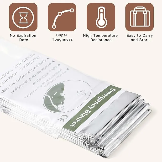 Kanayu 100 Pack Sauna Wrap Foil Blanket 64 x84 Sauna Blanket Bulk Disposable Thermal Blanket Foil Wrap Use with Far Infrared Sauna Blanket Therapy