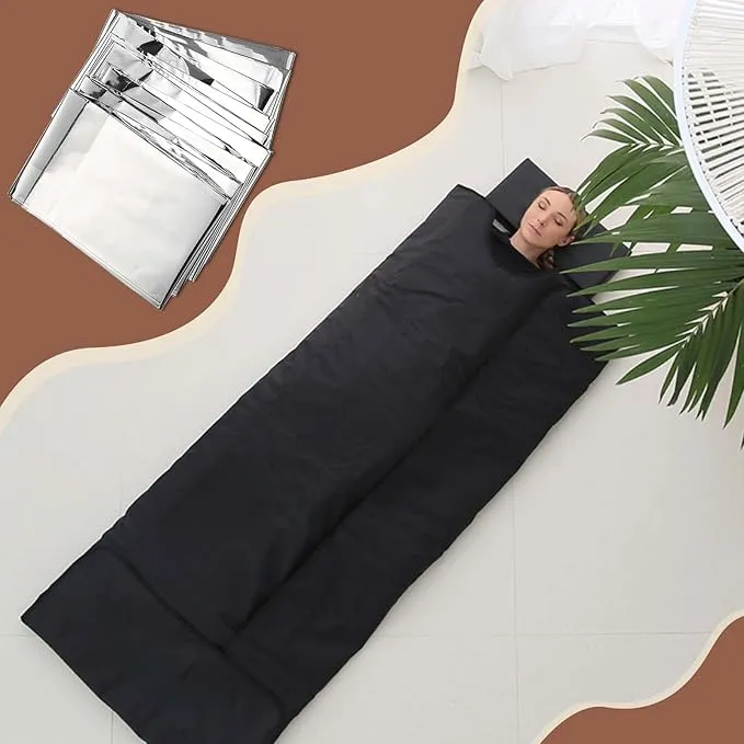 Kanayu 100 Pack Sauna Wrap Foil Blanket 64 x84 Sauna Blanket Bulk Disposable Thermal Blanket Foil Wrap Use with Far Infrared Sauna Blanket Therapy